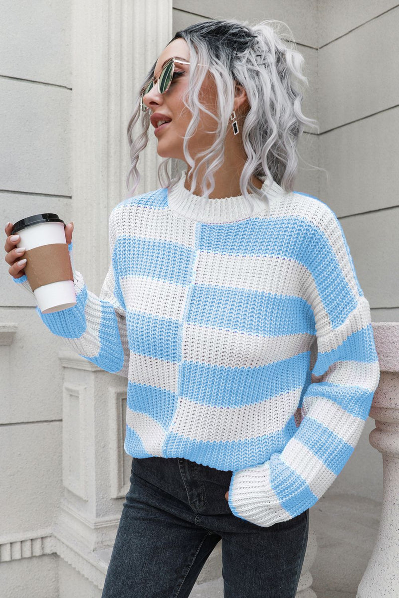 Shannon Color Block Dropped Shoulder Sweater