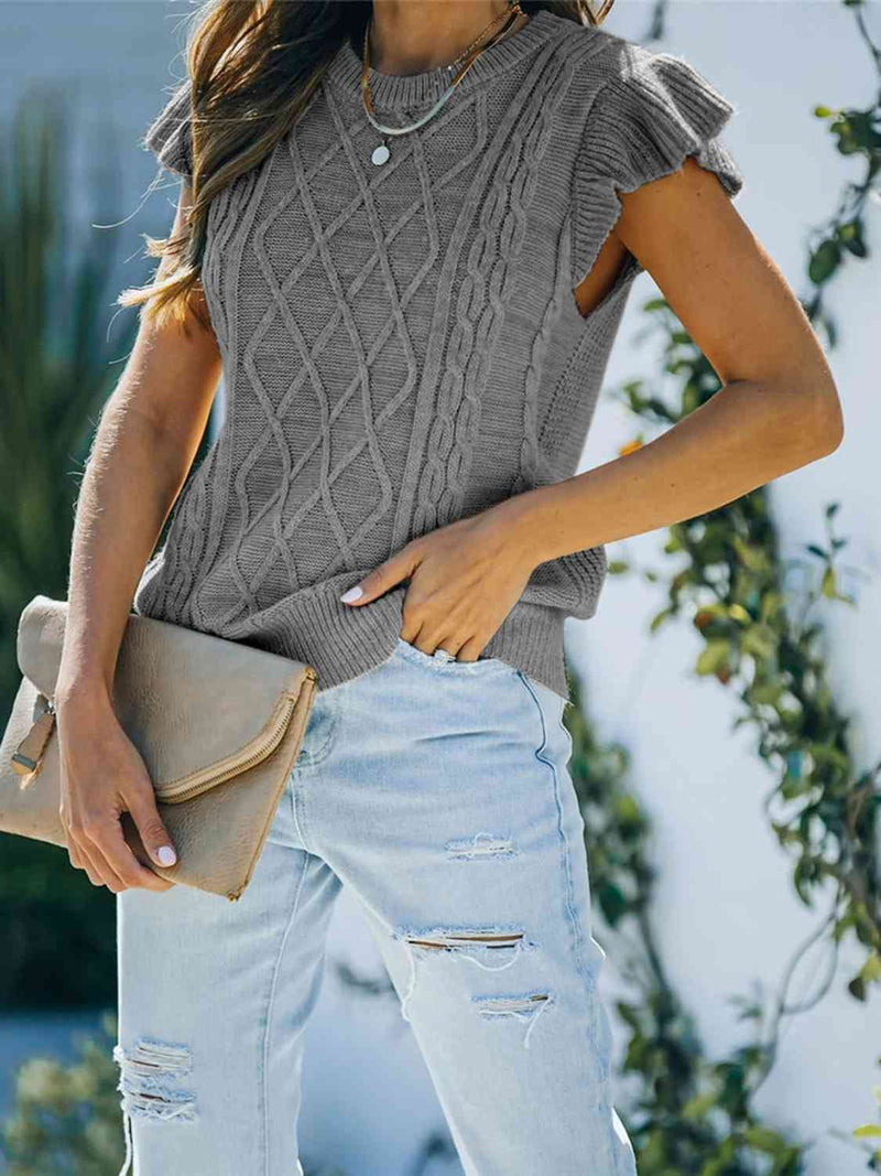 Lara Round Neck Cap Sleeve Sweater