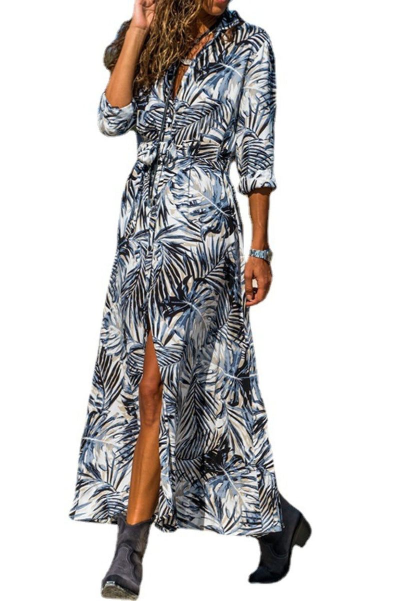 Deja Botanical Print Maxi Shirt Dress