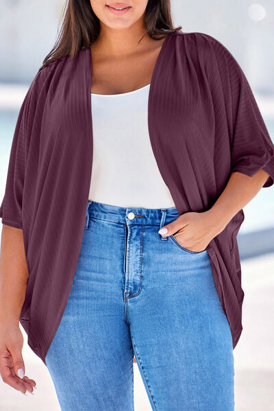 Branya Plus Size Ribbed Cocoon Cover Up