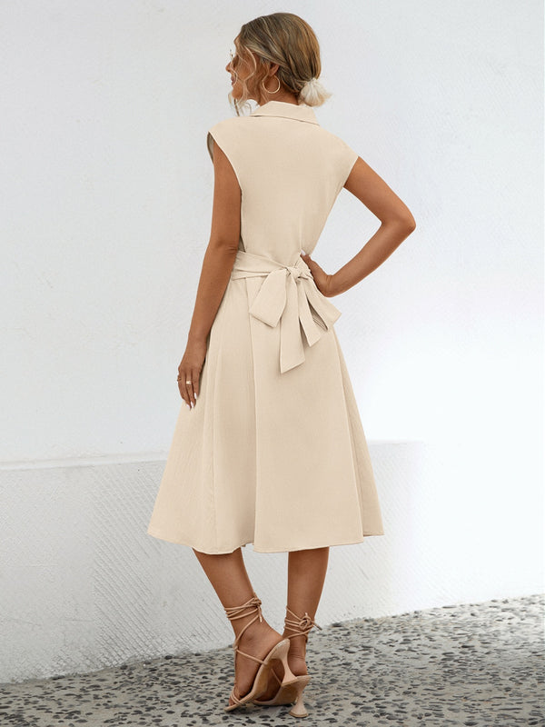 Shannon Button Up Cap Sleeve Midi Dress