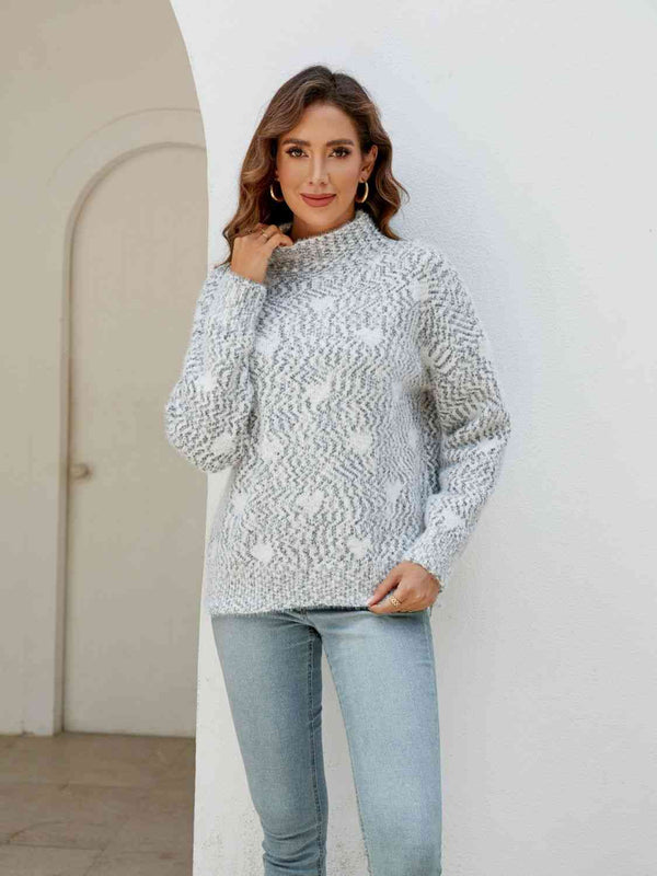 Annika Heart Mock Neck Sweater