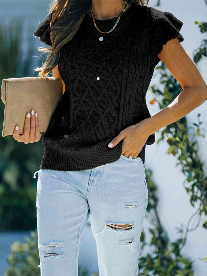 Lara Round Neck Cap Sleeve Sweater