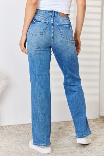 Oliver Full Size High Waist Distressed Straight-Leg Jeans