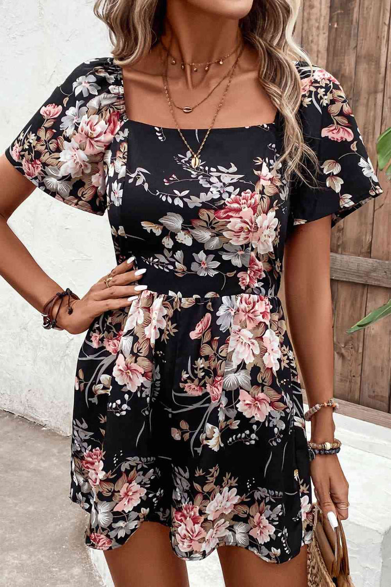 Chase Floral Cutout Tie Back Romper