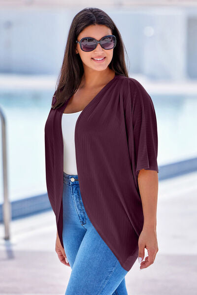 Branya Plus Size Ribbed Cocoon Cover Up