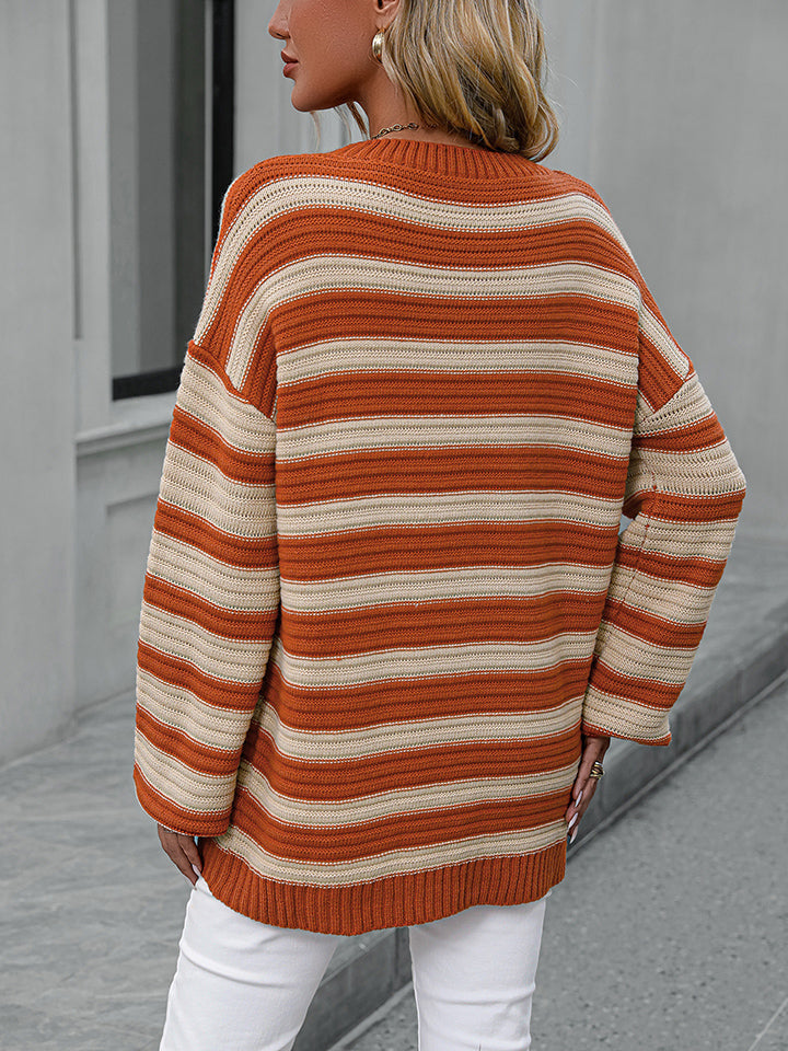 Sara Striped Dropped Shoulder Sweater