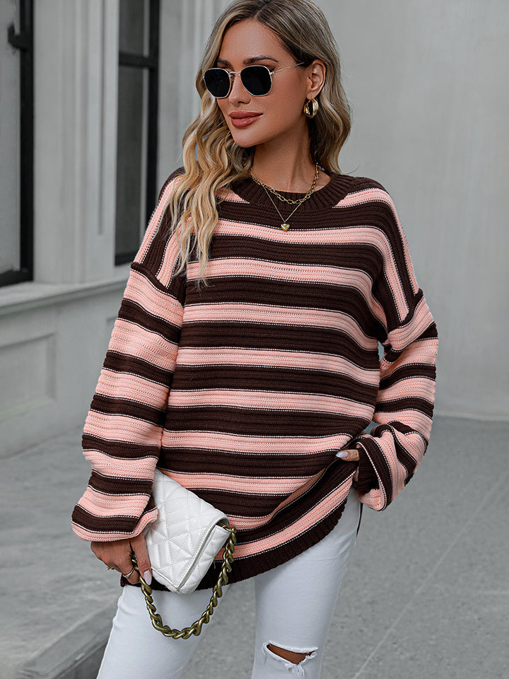 Sara Striped Dropped Shoulder Sweater