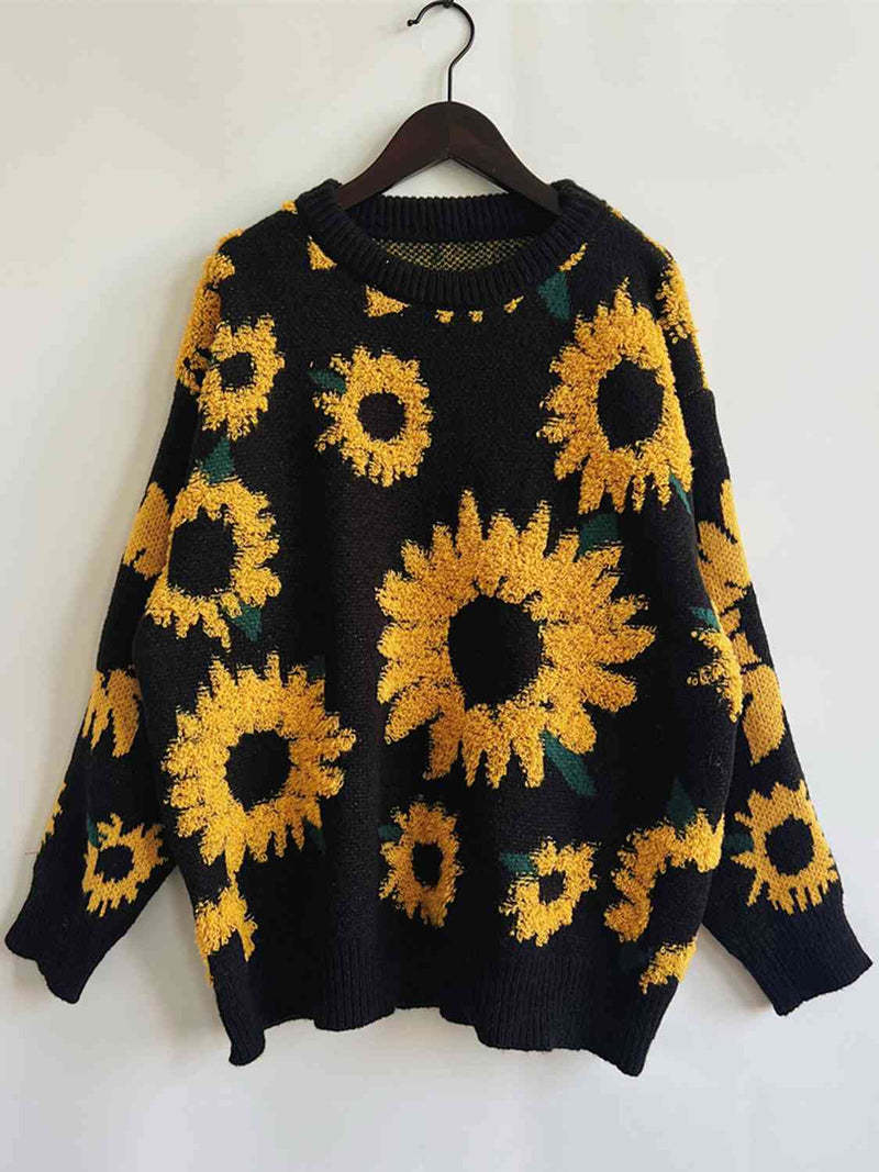 Shannon Sunflower Dropped Shoulder Long Sleeve Sweater