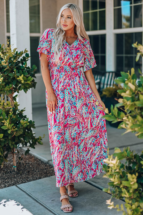 Bea multicolored V-Neck Maxi Dress