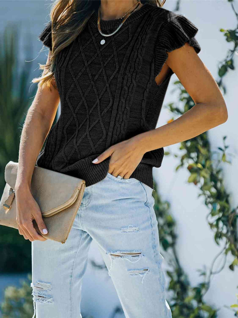 Lara Round Neck Cap Sleeve Sweater