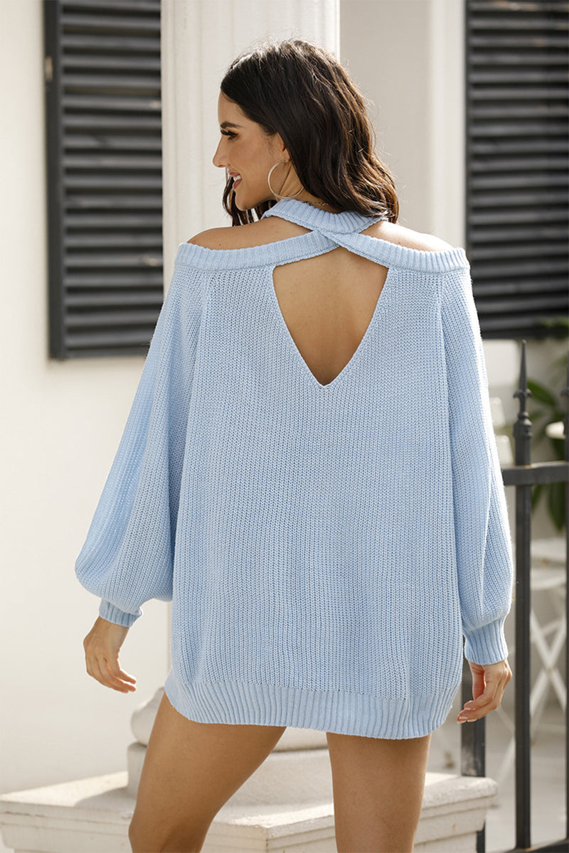 Kaitlyn Ribbed Long Sleeve Cold Shoulder Knit Top