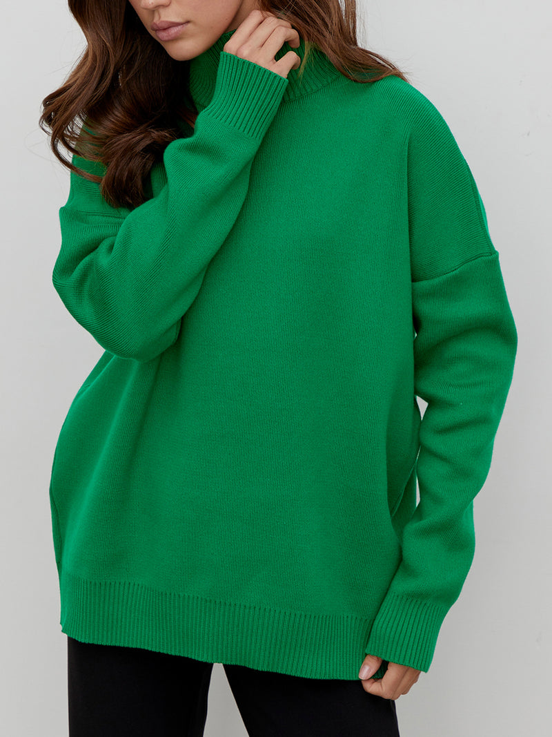 Arely Mock Neck Dropped Shoulder Sweater