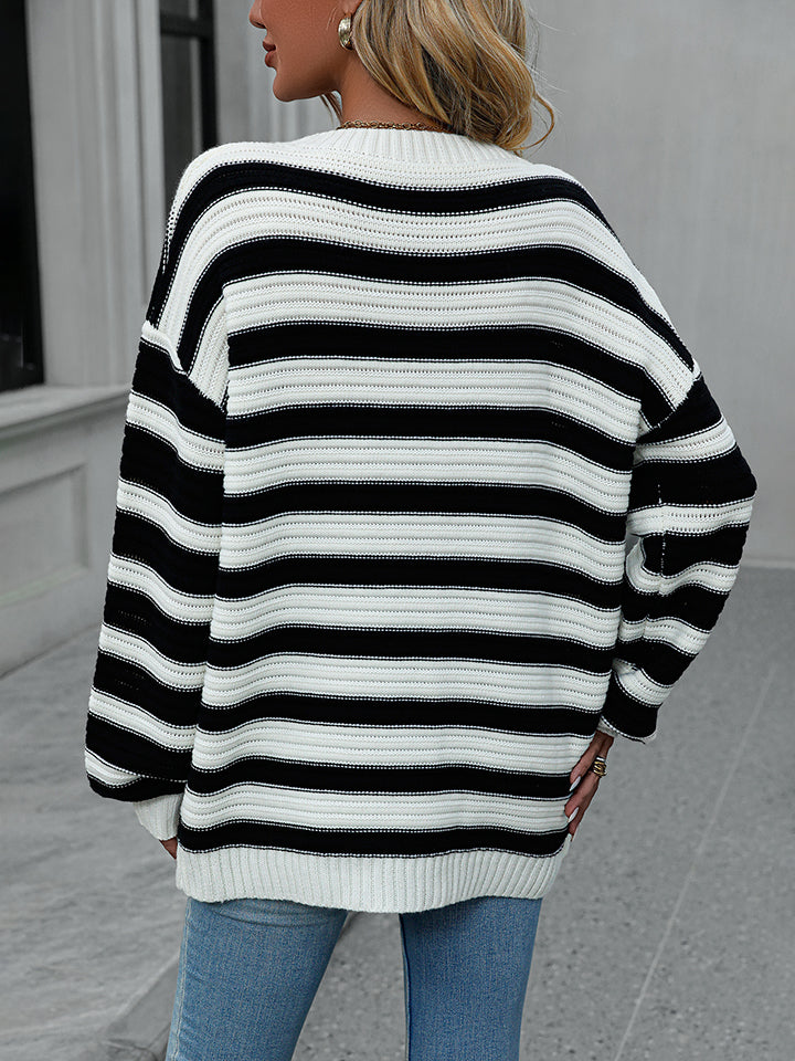 Sara Striped Dropped Shoulder Sweater