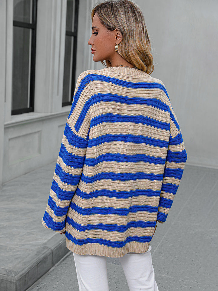 Sara Striped Dropped Shoulder Sweater