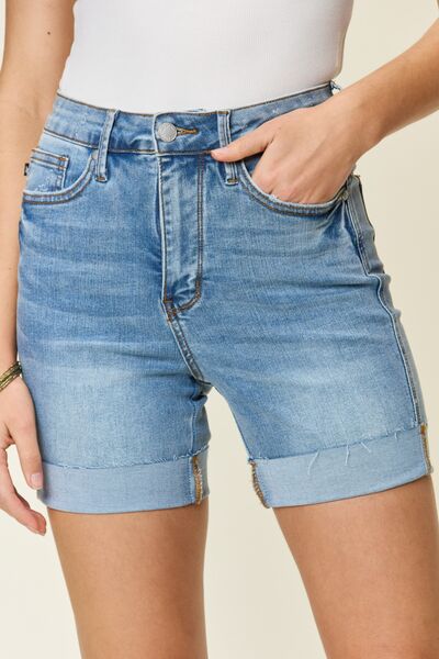 Chante Judy Blue Full Size Tummy Control High Waist Denim Shorts