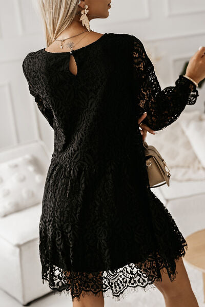 Silas Lace Detail Round Neck Mini Dress