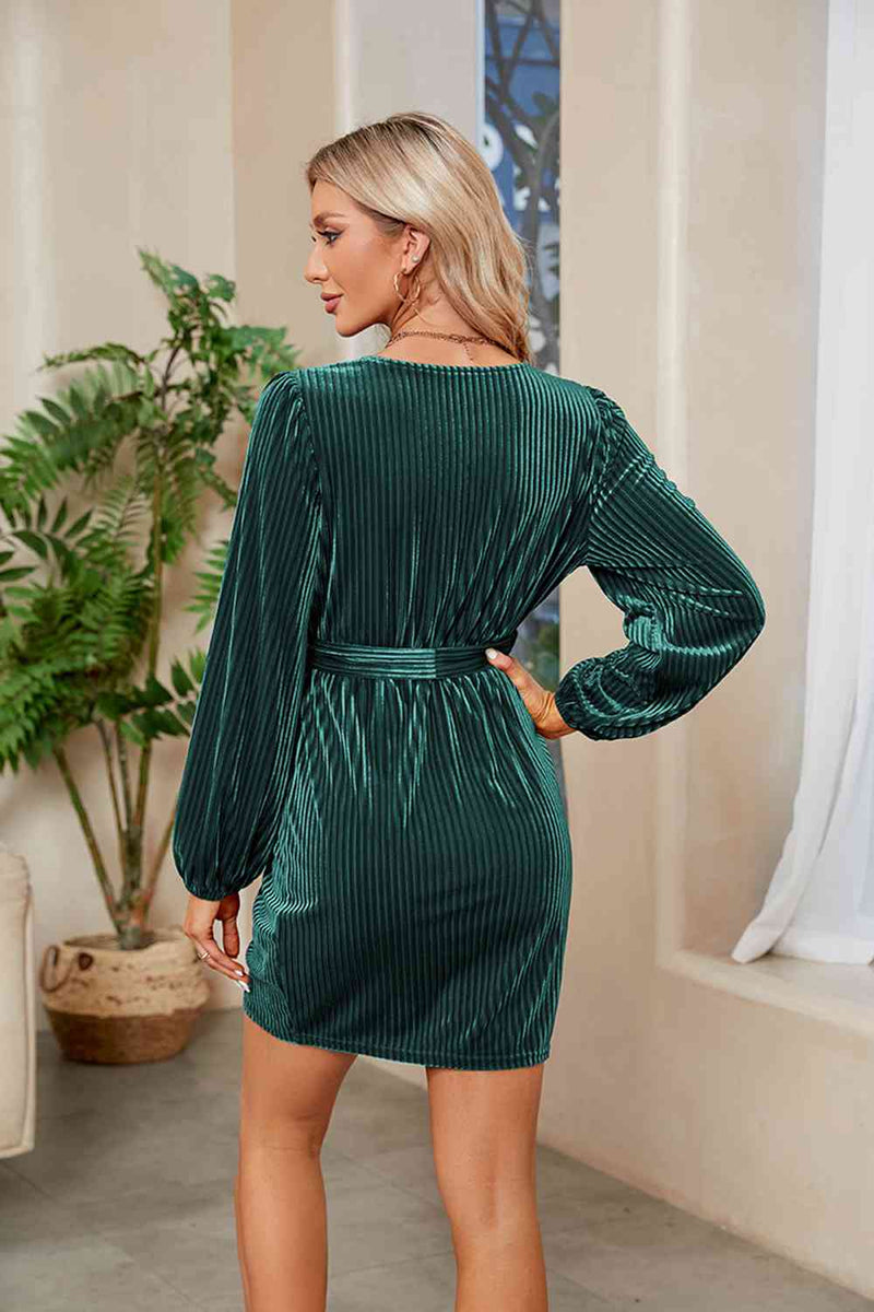 Olivia Ribbed Tie Front Mini Dress