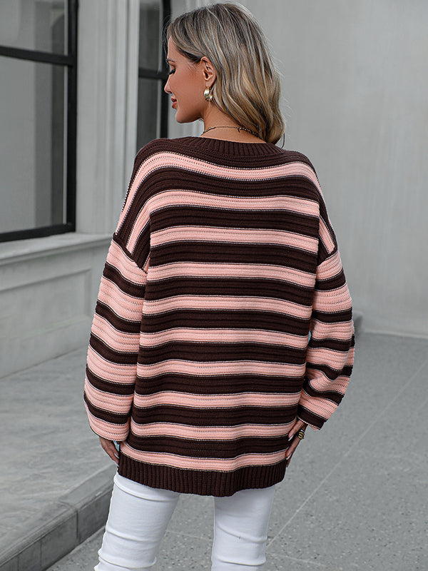 Sara Striped Dropped Shoulder Sweater