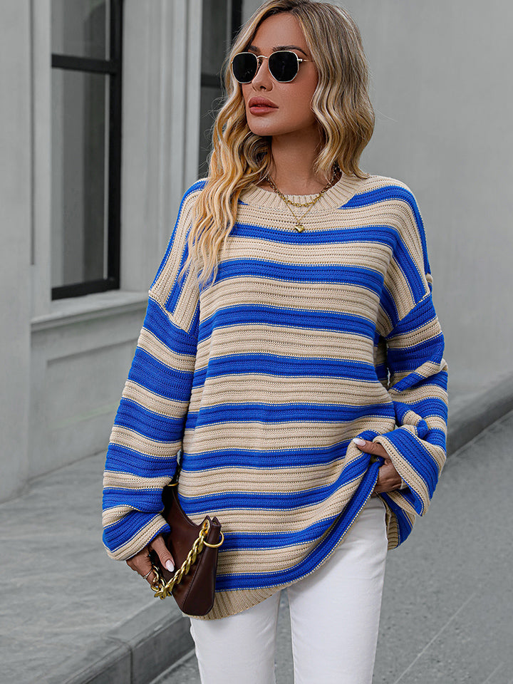 Sara Striped Dropped Shoulder Sweater