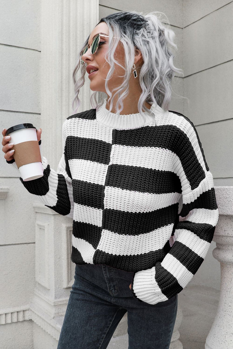 Shannon Color Block Dropped Shoulder Sweater