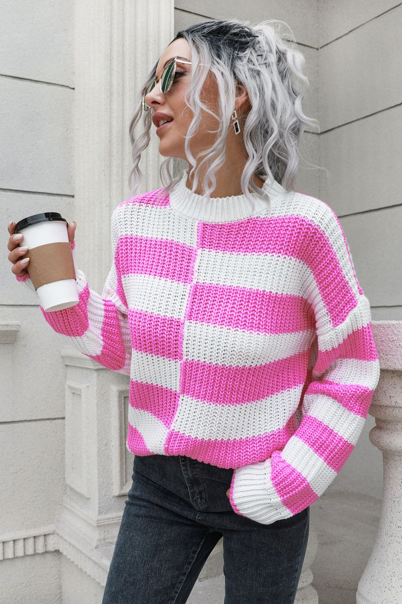 Shannon Color Block Dropped Shoulder Sweater