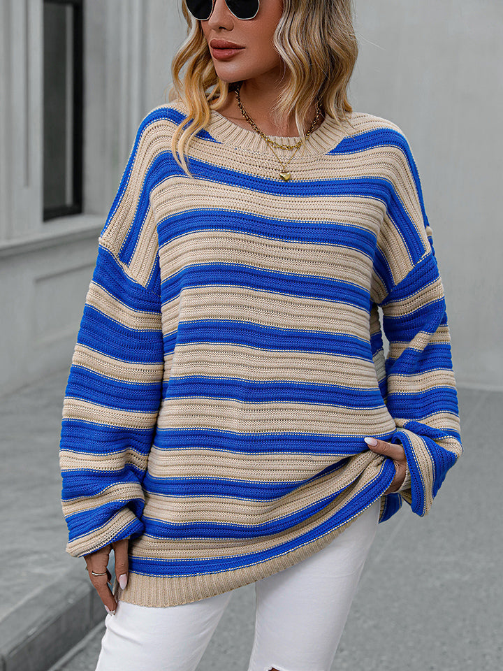 Sara Striped Dropped Shoulder Sweater