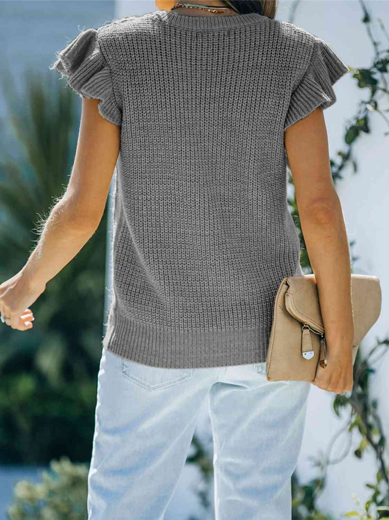 Lara Round Neck Cap Sleeve Sweater