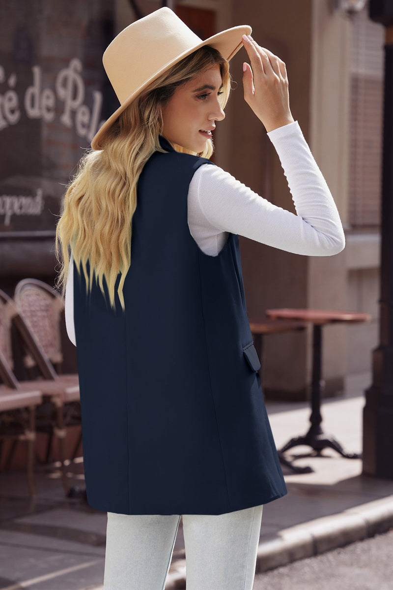 Lyra Longline Blazer Vest with Pockets