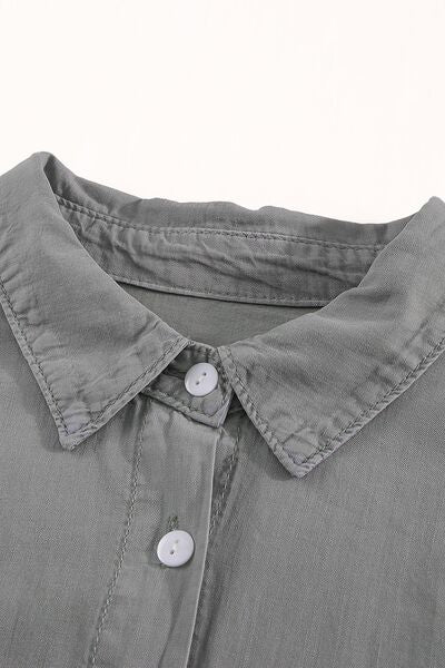 Shylah Pocketed Button Up Collared Neck Denim Top